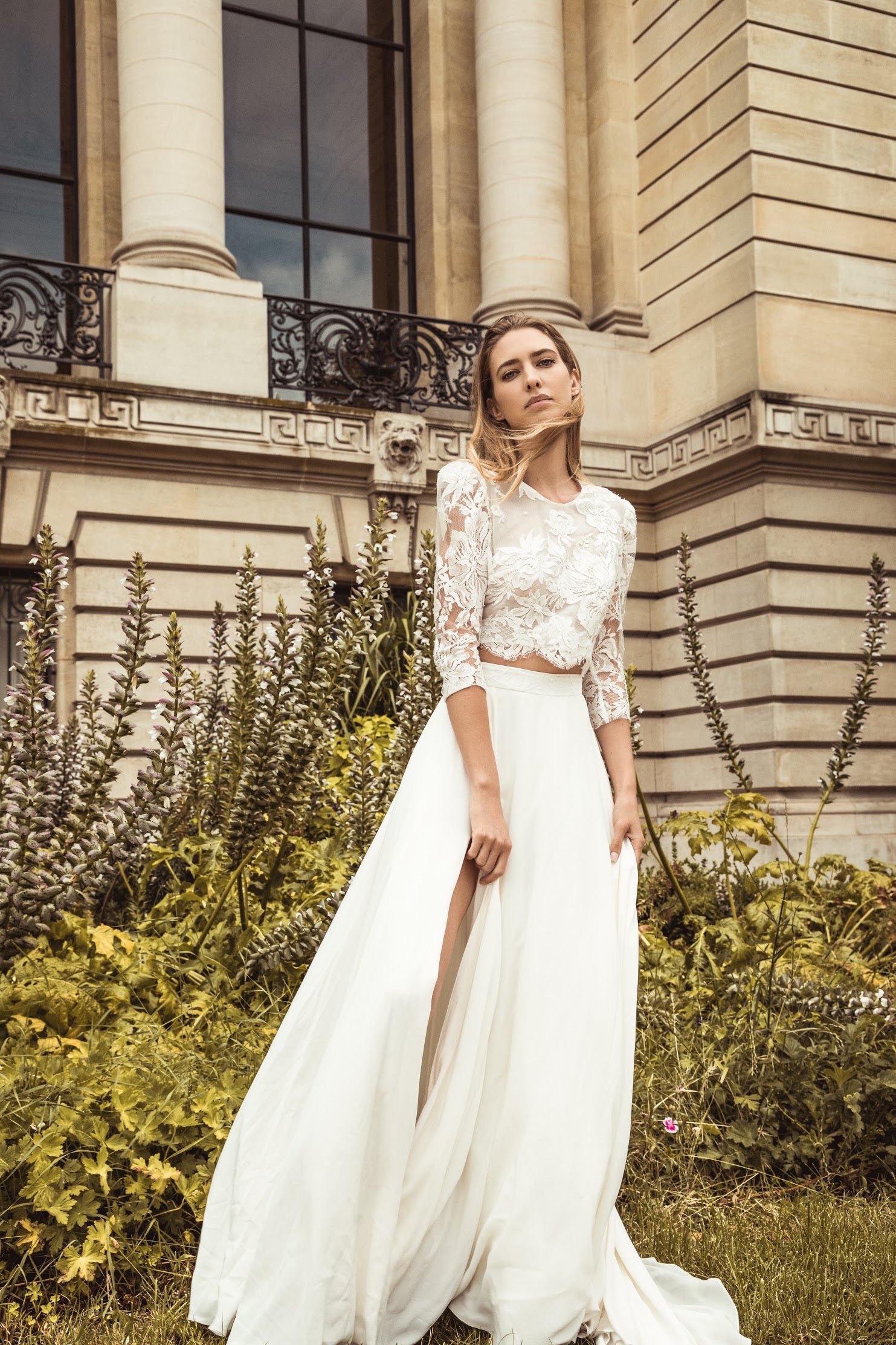 Ensemble de mariée twice deux pièces haut de mariée en dentelle Caroline Takvorian