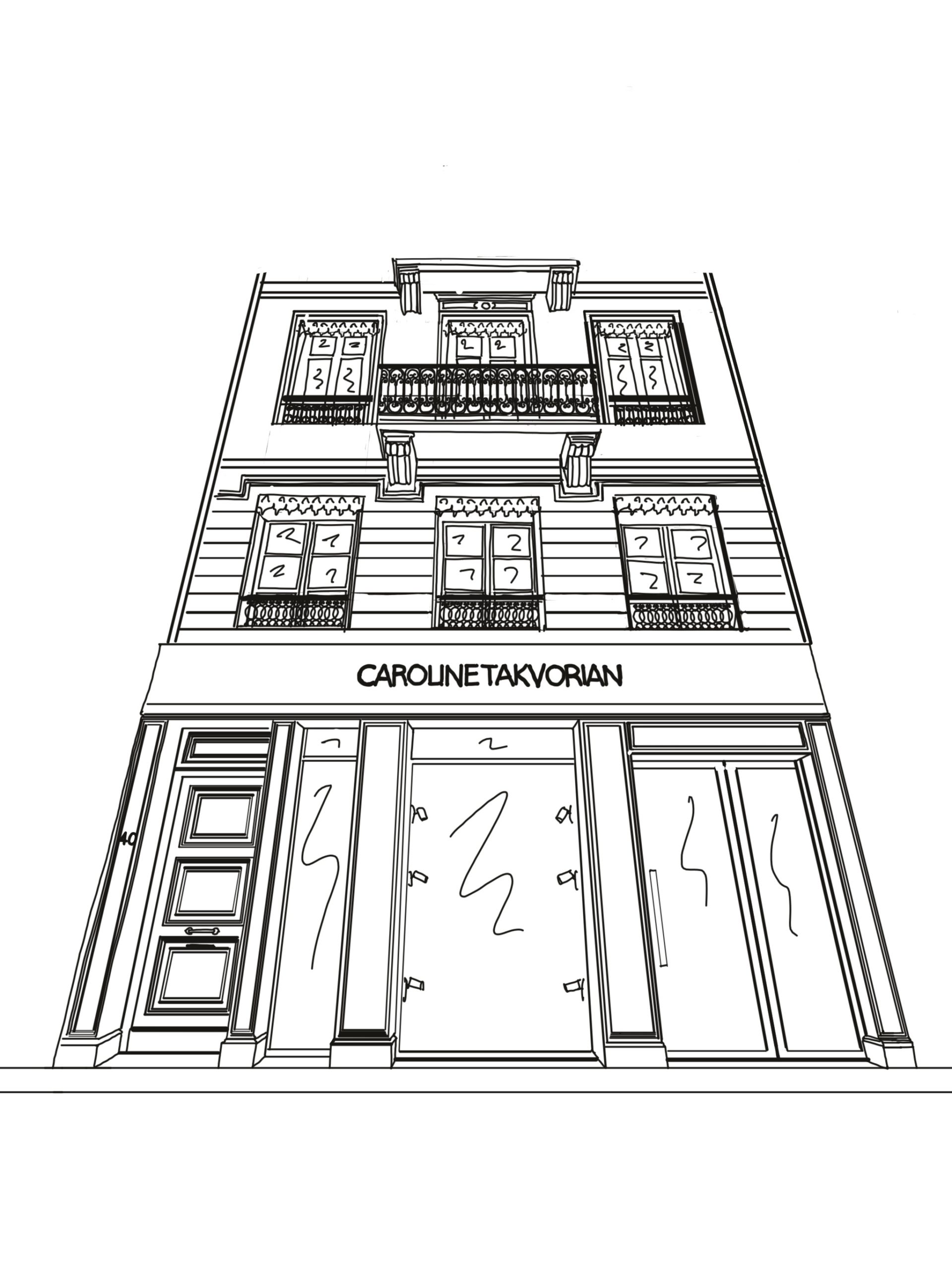 Dessin showroom lyon robes de mariée caroline takvorian